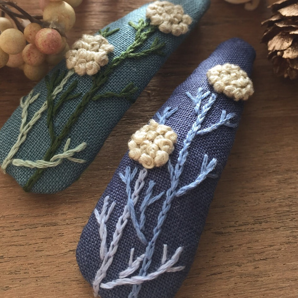 ぼんぼり立木の手刺繍パッチンピン 2枚目の画像