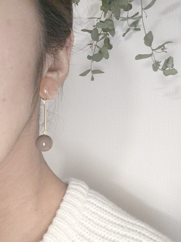 Vintage earrings☆peach marble☆ 3枚目の画像