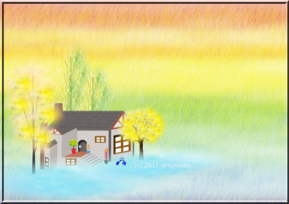 「草原の我が家」イラストA4サイズポスターNo.268　 2枚目の画像