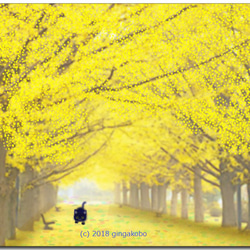 「秋の散歩」　ほっこり癒し系のイラストポストカード3枚組No.457 1枚目の画像