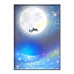 「月の光のセレナーデ」　ほっこり癒しのイラストA4サイズポスター　　　No.715 2枚目の画像
