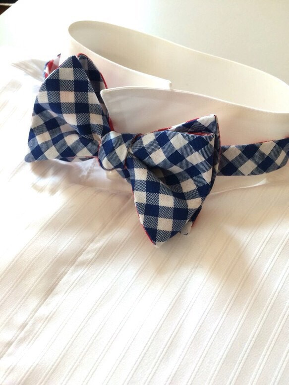 蝶ネクタイbowtie バイカラー青赤 5枚目の画像