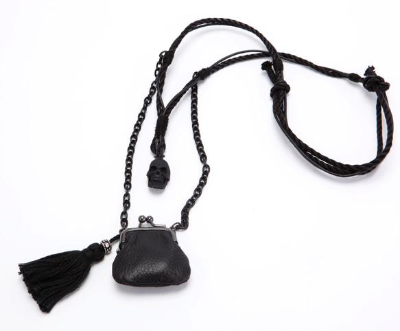 black leather minimini "gamaguchi " 2枚目の画像