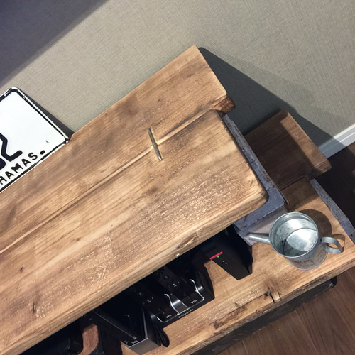 オリジナルハンドメイド家具足場板テレビボードBOX付き テレビ台 