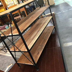 サイド網付アイアンラック［C］ワイド シェルフ アイアン家具 洋服棚