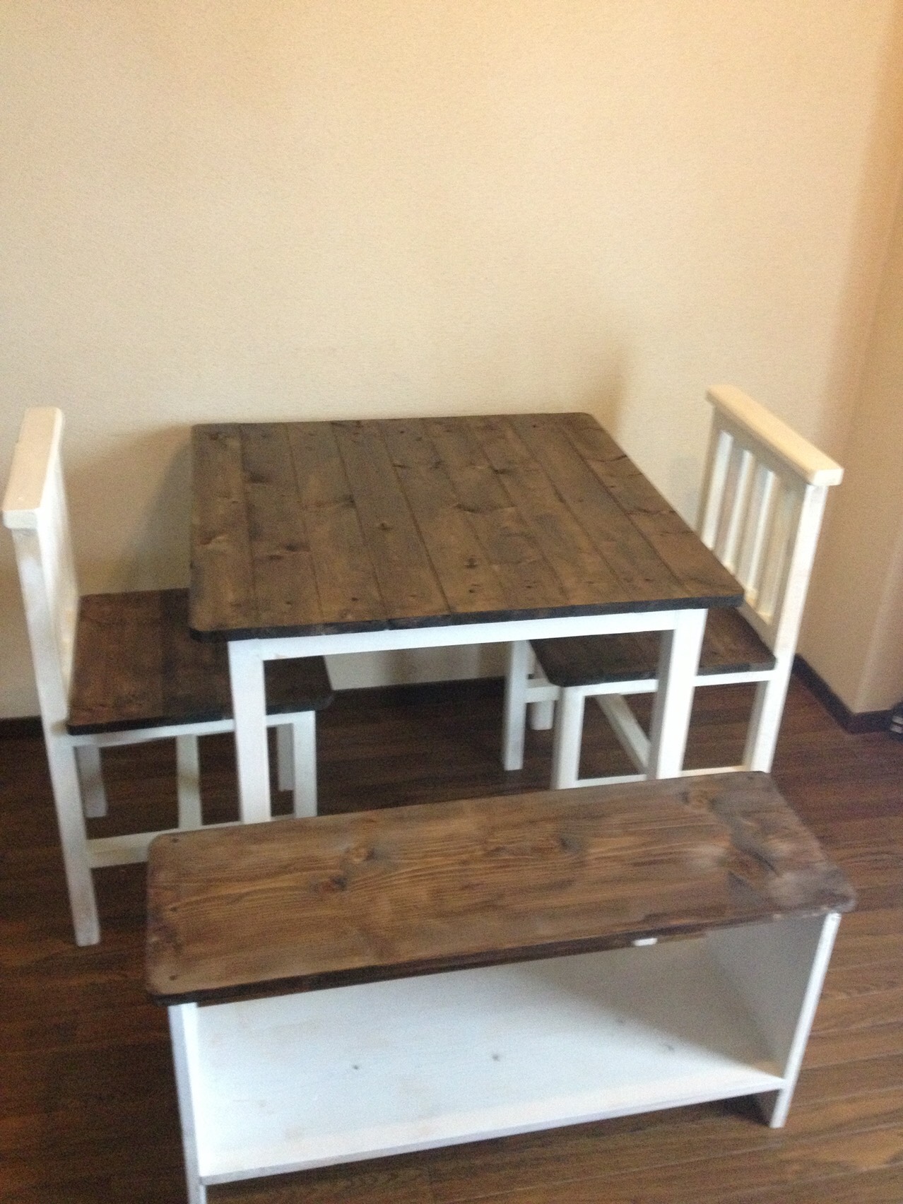 自然植物塗料ハンドメイド家具ダイニングテーブル４点セット 58,800円