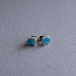 陶瓷耳環海藍色方形6840AE 第4張的照片