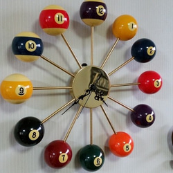 ビリヤードボール & 真鍮　掛け時計　REGULARサイズ　 1枚目の画像