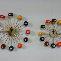 ビリヤードボール & 真鍮　掛け時計　REGULARサイズ　 2枚目の画像