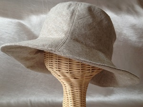 リネンナチュラル帽子 2枚目の画像