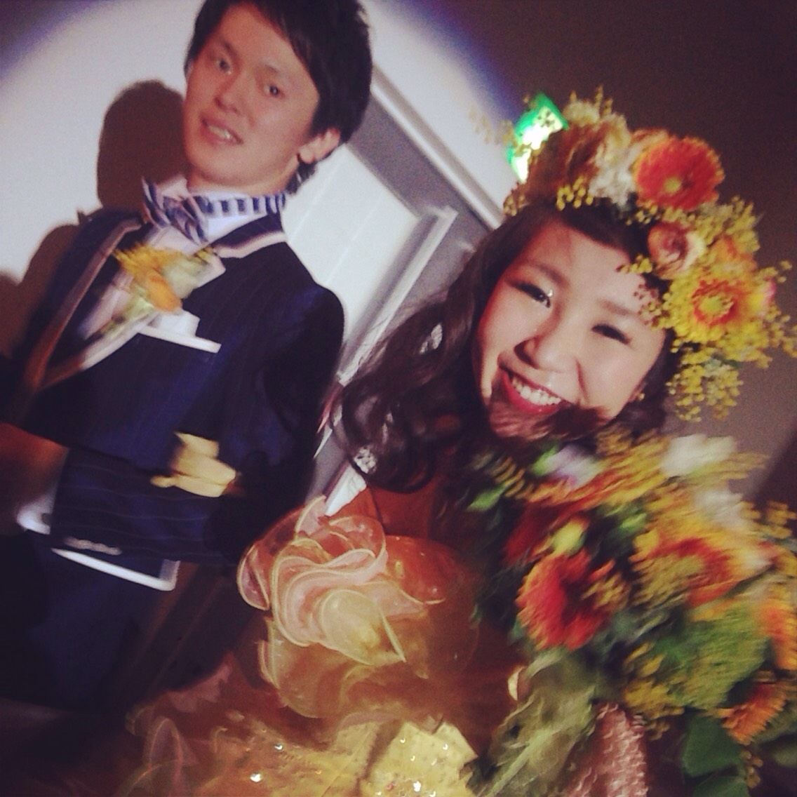 フラワークラウンとブーケ、ブートニアセット