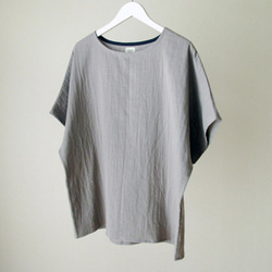 ダブルガーゼ（綿100%）のシャツ（グレー） 3枚目の画像