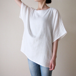 ダブルガーゼ（綿100%）のシャツ（ホワイト） 1枚目の画像