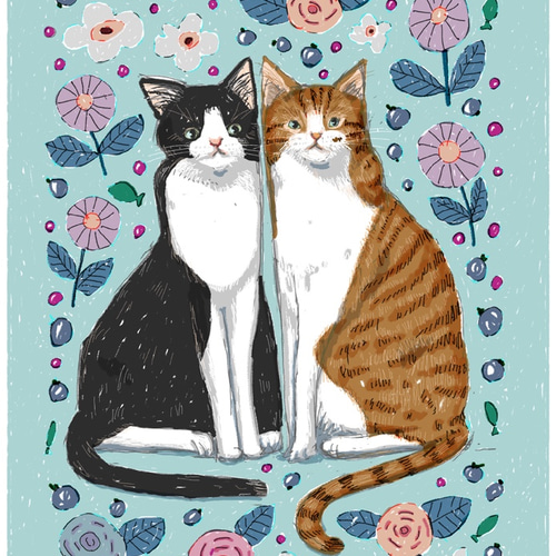 額付き複製画「Dear cat」#かわいい #イラスト #猫 #北欧 イラスト