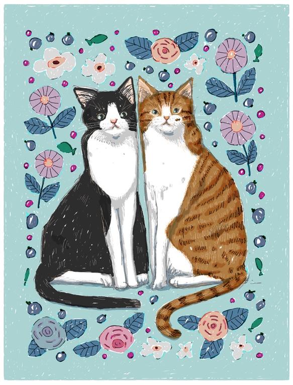 額付き複製画「Dear cat」#かわいい #イラスト #猫 #北欧