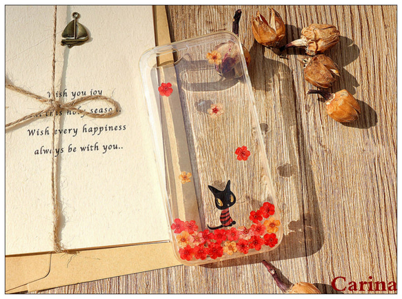 iPhoneX iPhone8/7/6S/5/SE/Plus 押し花 ケース 多機種対応 スマホケース 1枚目の画像