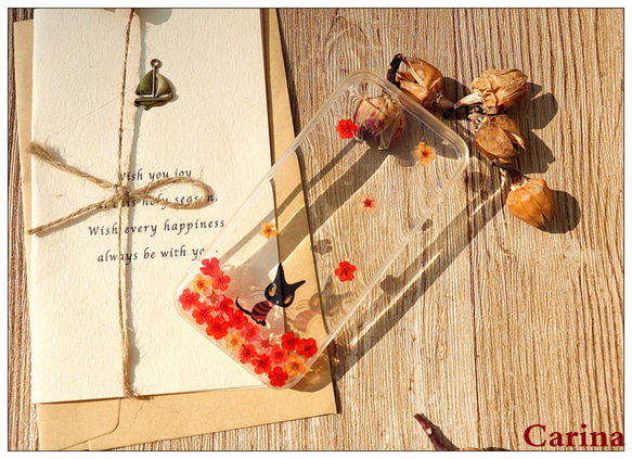 iPhoneX iPhone8/7/6S/5/SE/Plus 押し花 ケース 多機種対応 スマホケース 2枚目の画像