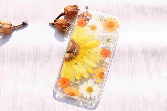 iPhoneX iPhone8/7/6S/5/SE/Plus 押し花 ケース 多機種対応 スマホケース 5枚目の画像