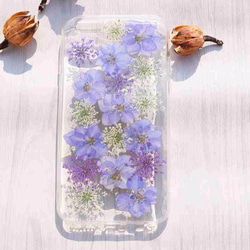 iPhoneX iPhone8/7/6S/5/SE/Plus 押し花 ケース 多機種対応 スマホケース F001 1枚目の画像