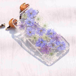 iPhoneX iPhone8/7/6S/5/SE/Plus 押し花 ケース 多機種対応 スマホケース F001 3枚目の画像