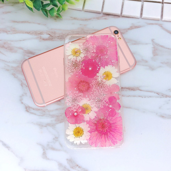 【多機種対応】押し花 ケース Galaxy/Xperia 個性的 押し花iPhoneケース スマホケース WF13 1枚目の画像