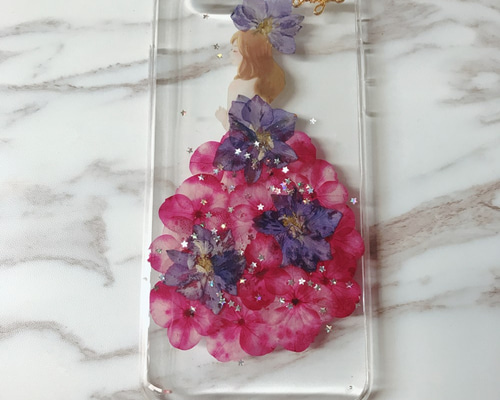 iPhoneX iPhone8/7/6S/5/SE/Plus 押し花 ケース 多機種対応