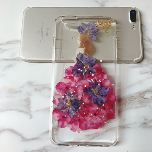 iPhoneX iPhone8/7/6S/5/SE/Plus 押し花 ケース 多機種対応