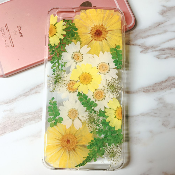iPhoneX iPhone8/7/6S/5/SE/Plus 押し花 ケース 多機種対応 スマホケース  B66 1枚目の画像