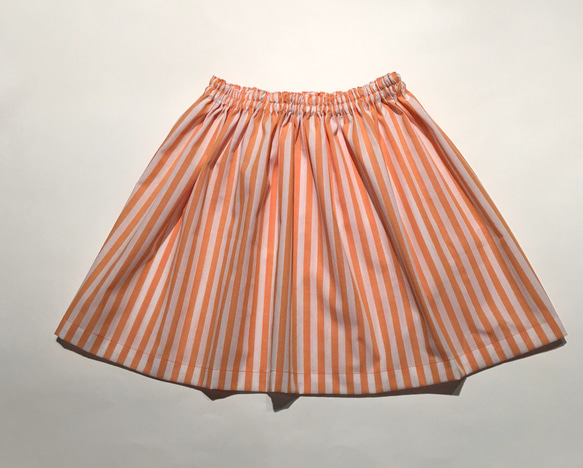 先染めストライプのスカート☆オレンジ 80〜120size 子供服
