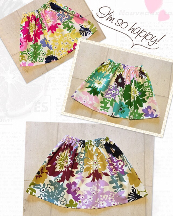 大輪の花 ギャザースカート♡ボルドー 4枚目の画像