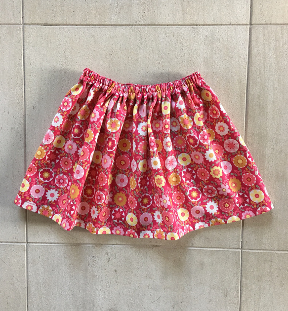 レトロ花柄ギャザースカート☆アイボリー 4枚目の画像