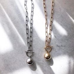 surgecalstainles chain necklace ball charm/gold/金属アレルギー対応　 10枚目の画像