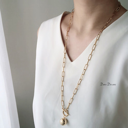 surgecalstainles chain necklace ball charm/gold/金属アレルギー対応　 1枚目の画像