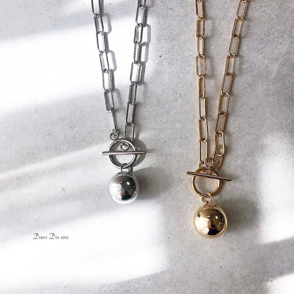 surgecalstainles chain necklace ball charm/gold/金属アレルギー対応　 9枚目の画像