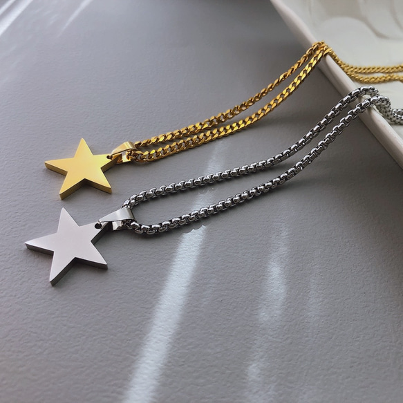 stainless star long  pendantnecklace  金属アレルギー対応 4枚目の画像