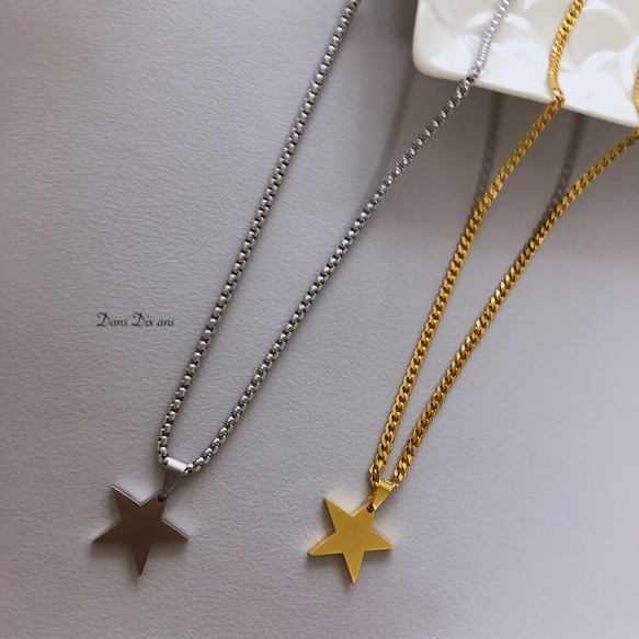 stainless star long  pendantnecklace  金属アレルギー対応 5枚目の画像