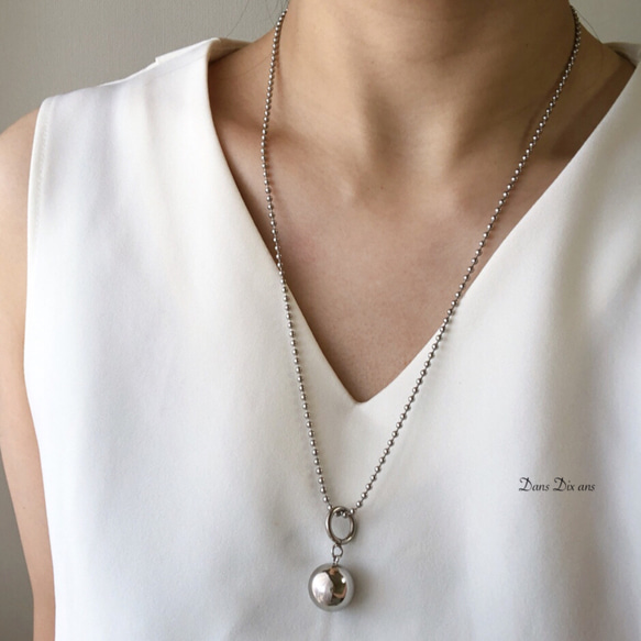 stainless  ballchain  necklace ball charm /金属アレルギー対応　 2枚目の画像