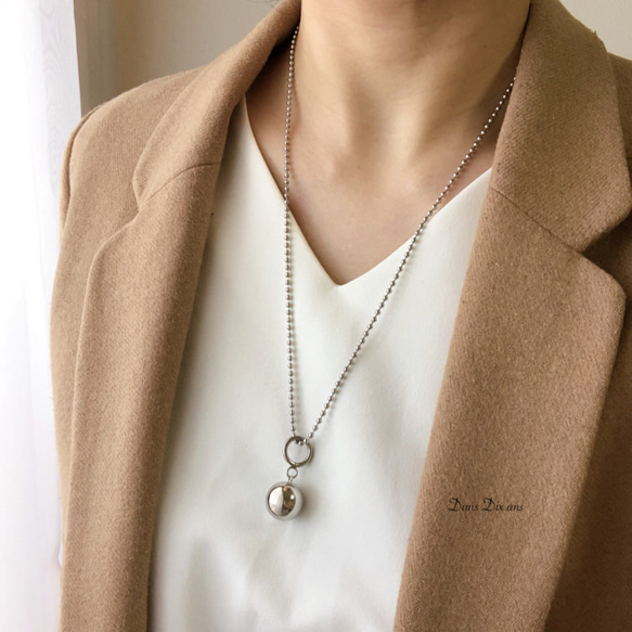 stainless  ballchain  necklace ball charm /金属アレルギー対応　 3枚目の画像