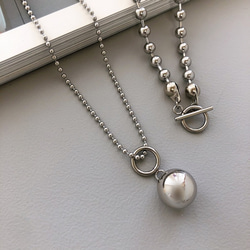 stainless  ballchain  necklace ball charm /金属アレルギー対応　 5枚目の画像