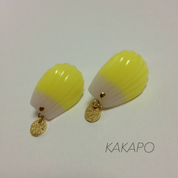 Y × PP bicolor shell earrings(NO.450) 3枚目の画像