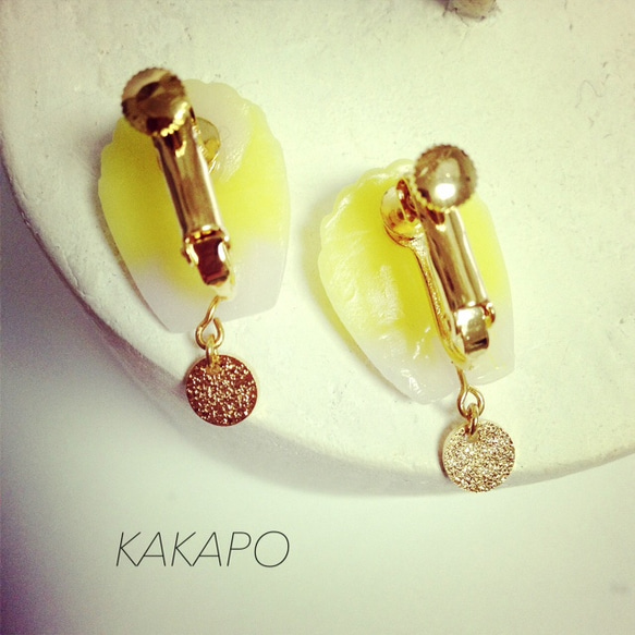 Y × PP bicolor shell earrings(NO.450) 4枚目の画像