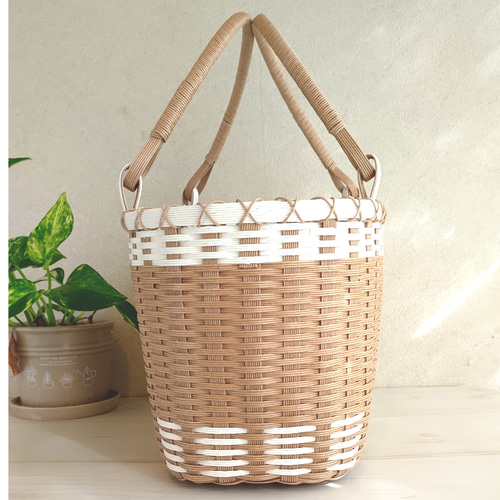 ベージュ　かごバッグ SALE! 30cm ベース BASE かご編みトートバッグ （ベージュ） -ファッション