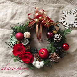 プリザーブドリース のクリスマスミニリース 15㎝ 2枚目の画像