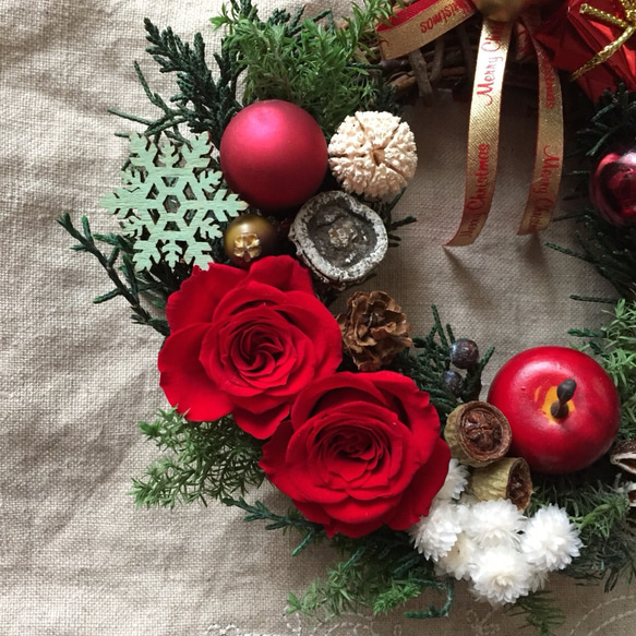 プリザーブドリース のクリスマスミニリース 15㎝ 3枚目の画像