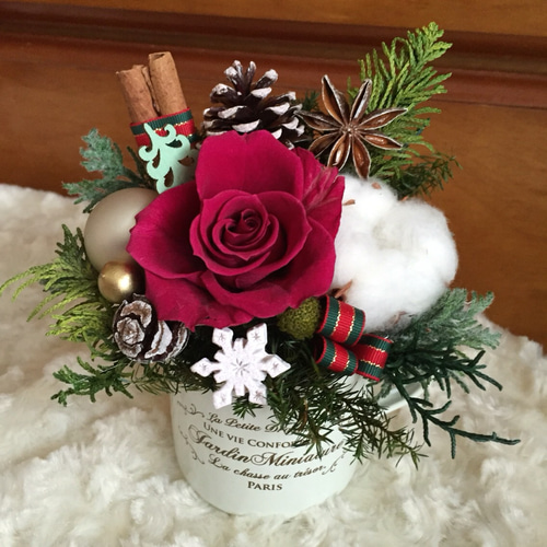 クリスマス ミニアレンジ プリザーブドフラワー 〈受注制作