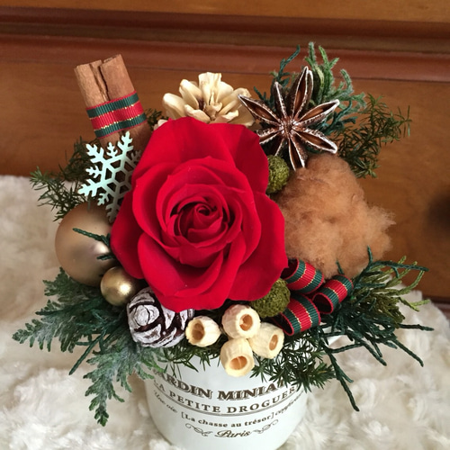 クリスマス ミニアレンジ プリザーブドフラワー 〈受注制作