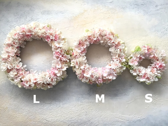 送料無料 アーティフィシャルフラワー 桜リース 春リース 15㎝前後 Sサイズ 桜ハンドメイド2018 4枚目の画像