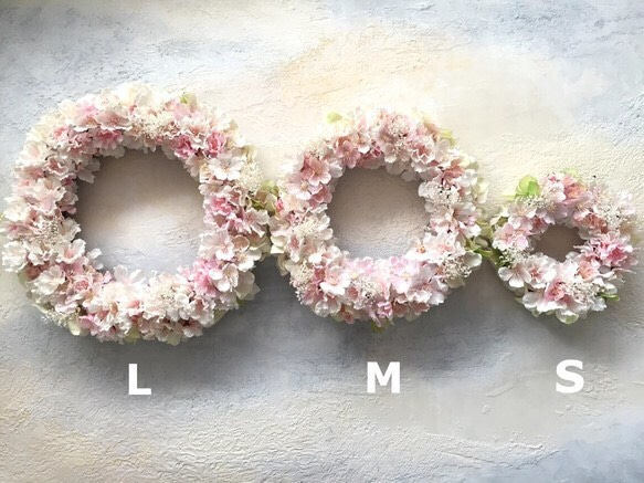 再販×6 アーティフィシャルフラワー 桜リース 春リース 30㎝前後 Lサイズ 桜ハンドメイド2018 4枚目の画像