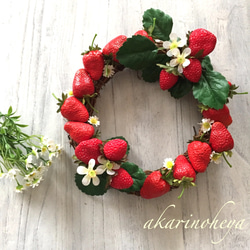 再販 いちごのリース いちごリース 春リース22㎝前後 春色新作