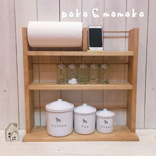 3段のスマホスタンド付きスパイスラック　パステル 3段のスマホスタンド付きスパイスラック(背板仕様) キッチン